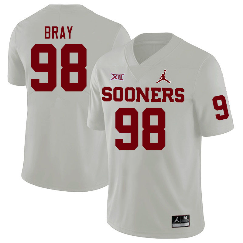 Men #98 Hayden Bray Oklahoma Sooners College Football Jerseys Stitched-White